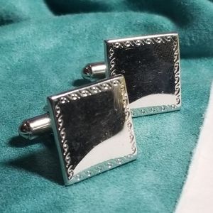 Vintage Hickok cufflinks silver tone square engraved